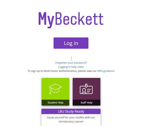 MyBeckett: How to log in .